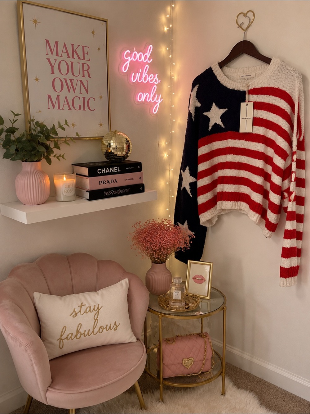 BNWT MOON & MADISON Chunky American Flag Patriotic Sweater Women's Size Large